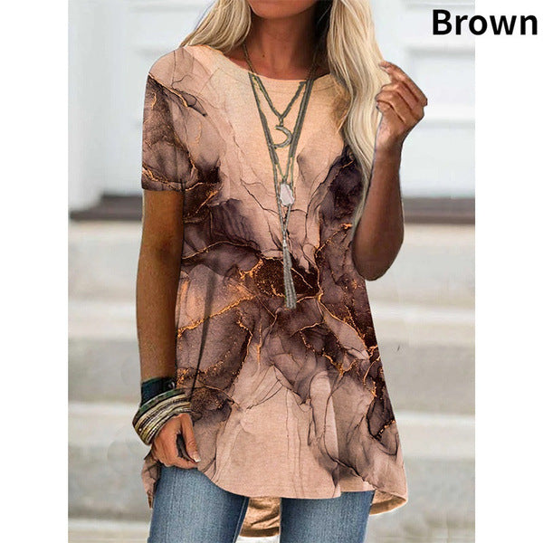 Women's Spring Fashion Wear Sleeve Digital Printing Blouses