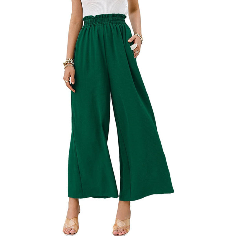 Solid Color Wide Leg High-waisted Trousers Pants