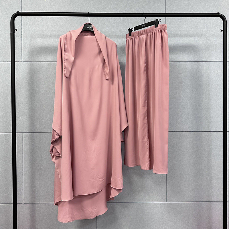 Women's Wear Two-piece Long Dress/robe Solid Color Dresses