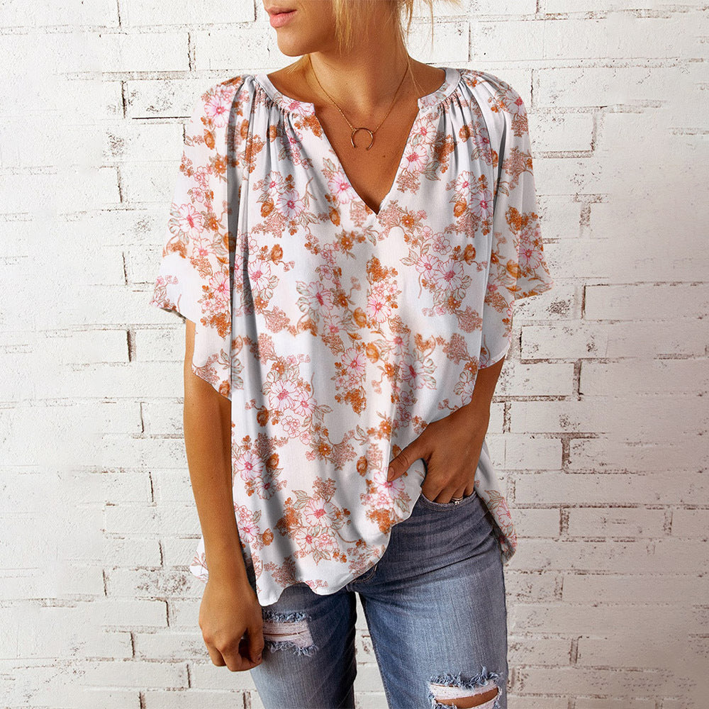 Women's Casual Stylish Three-dimensional Printing Sleeve Blouses