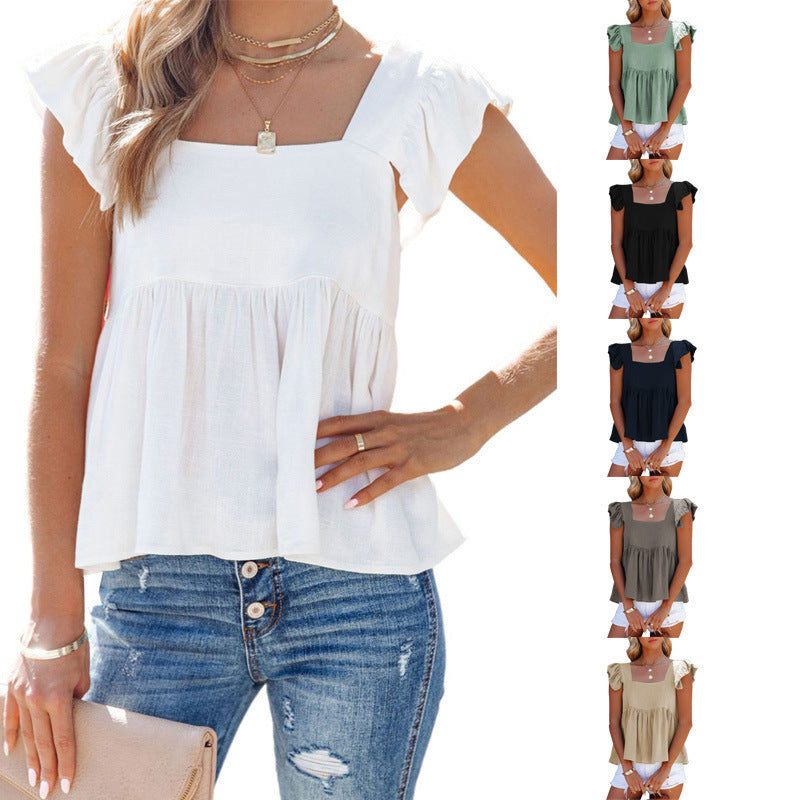 Cute Comfortable Square Collar Loose All-match Tops