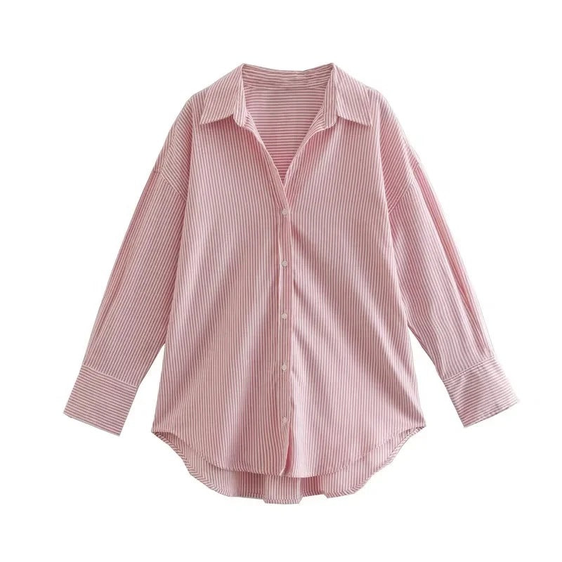 Women's Street Fashion Urban Casual Poplin Shirt Blouses