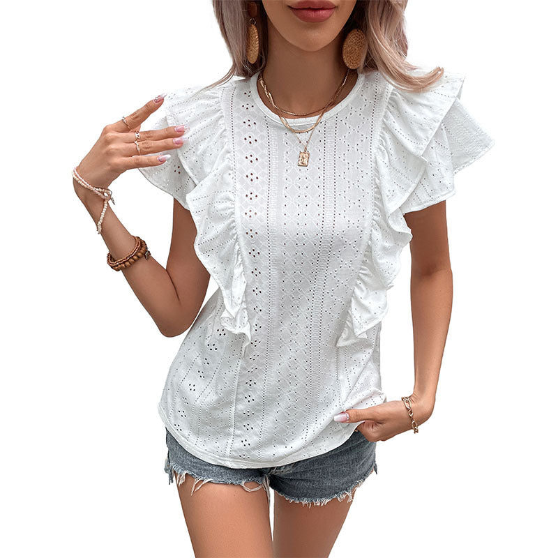 Women's Summer Wear Ruffled White For Blouses