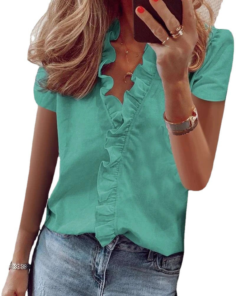 Women's Summer Autumn Style Sleeve Ruffle Blouses