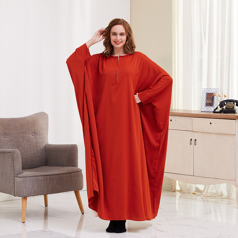 Large Swing Solid Color Batwing Sleeve Dresses