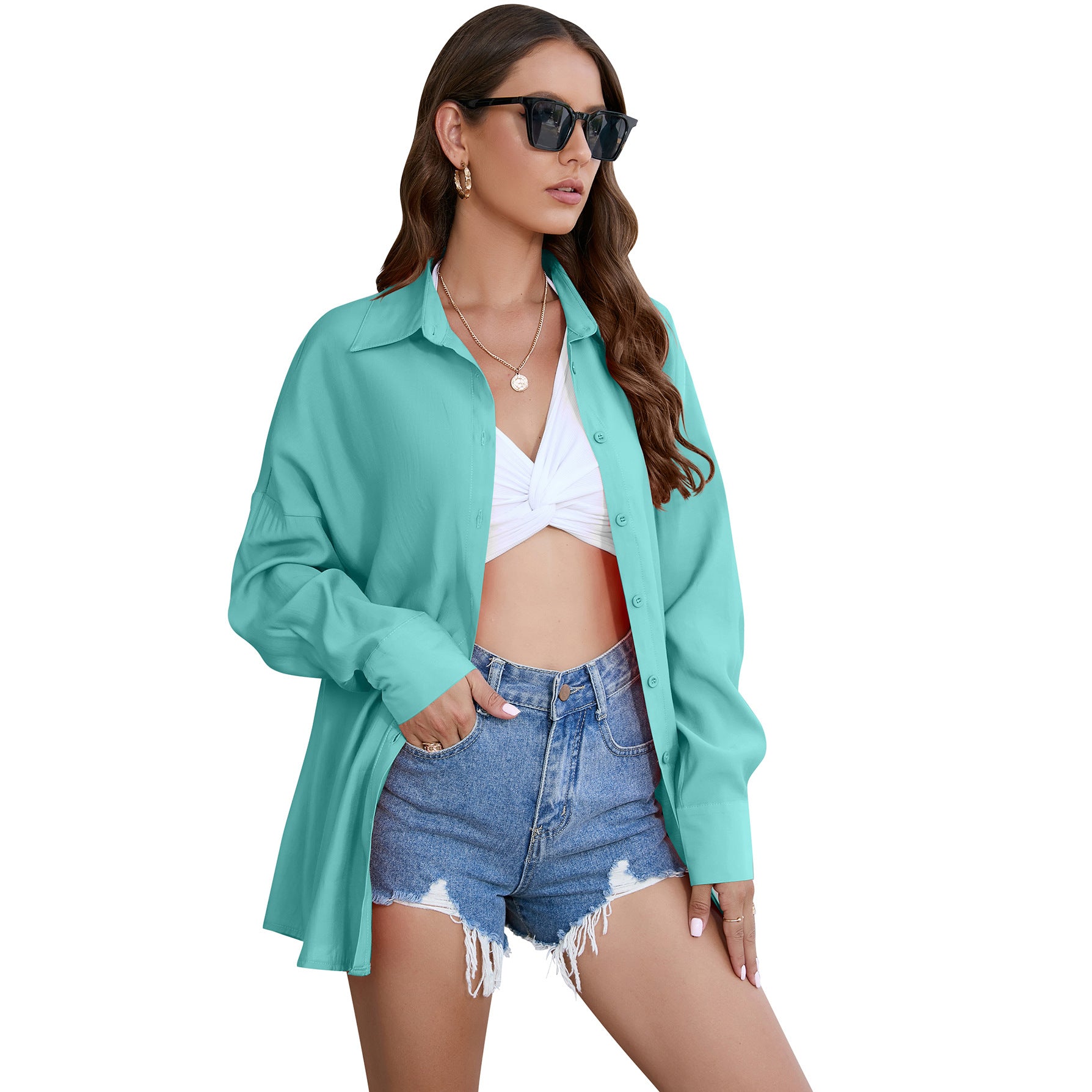 Women's Classy Tencel Loose Outer Wear Blouses