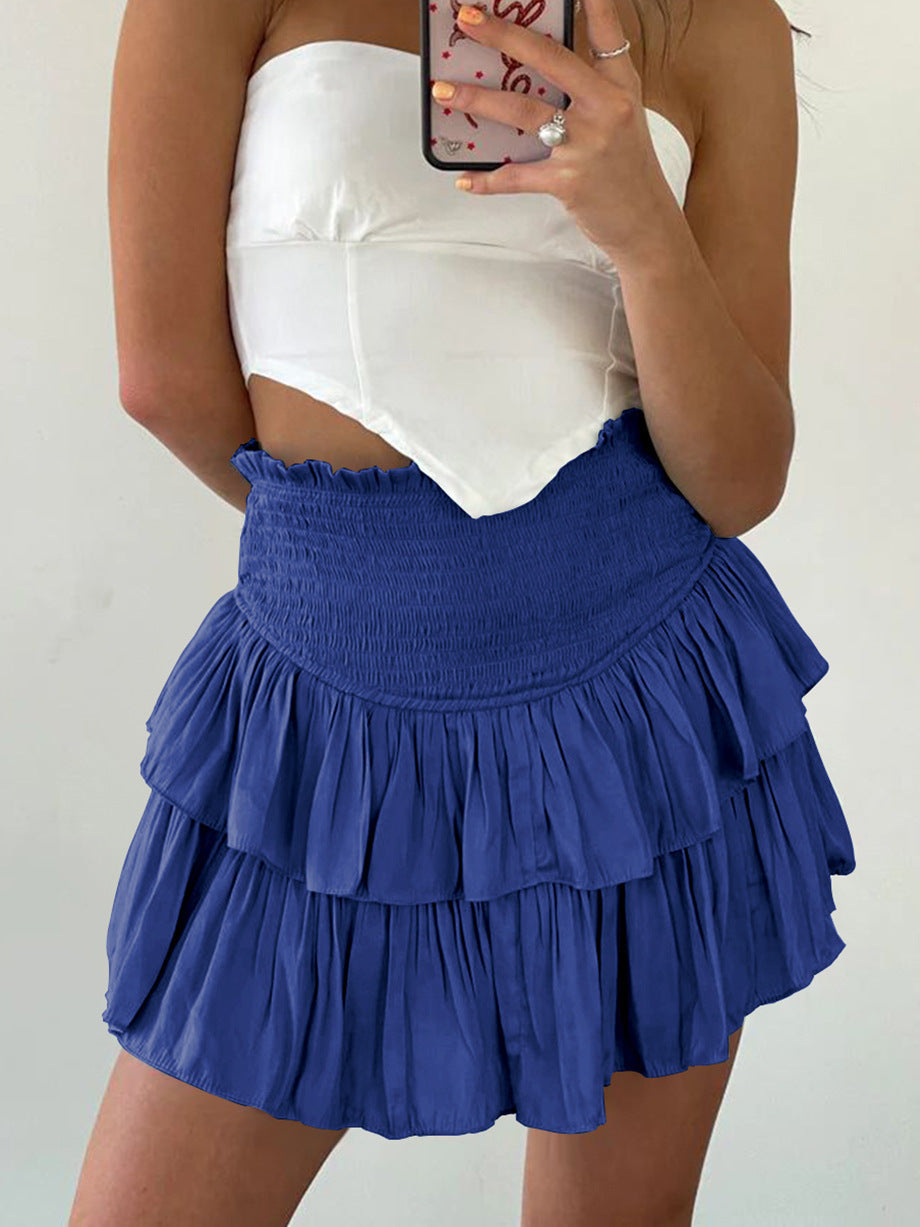 Women's Summer Irregular Pettiskirt Pleated Lined Culottes Skirts