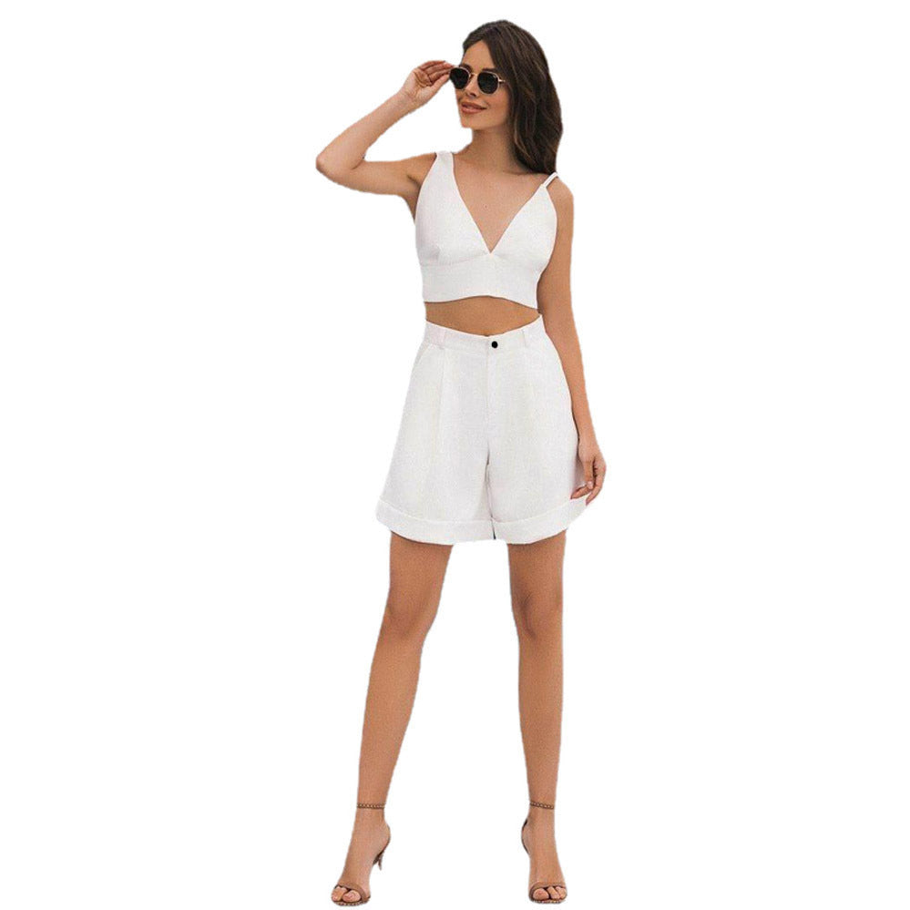 Women's Solid Color Two-piece Tube High Waist Tops