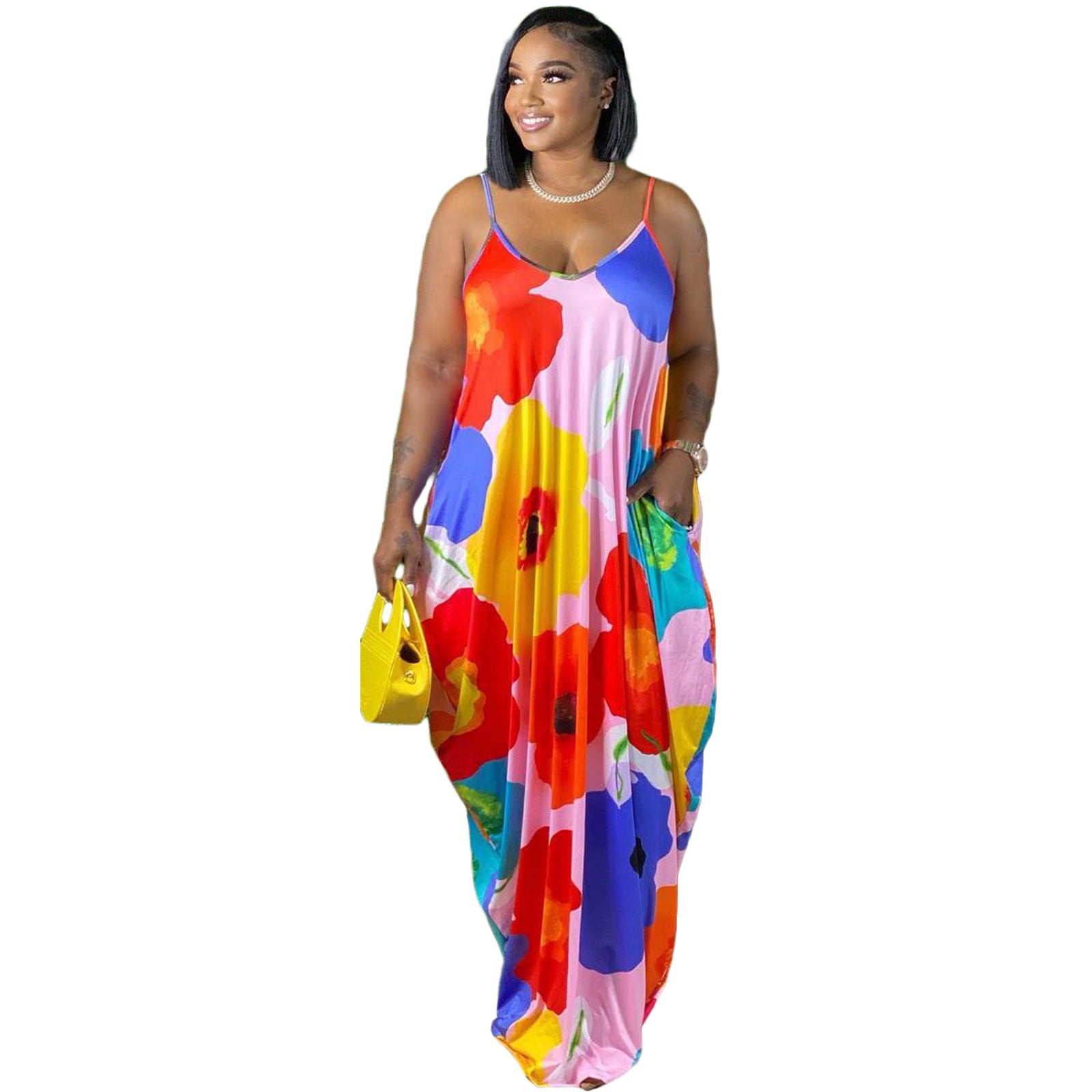 Women's Unique Tie-dye Colorful Printing Loose Dresses