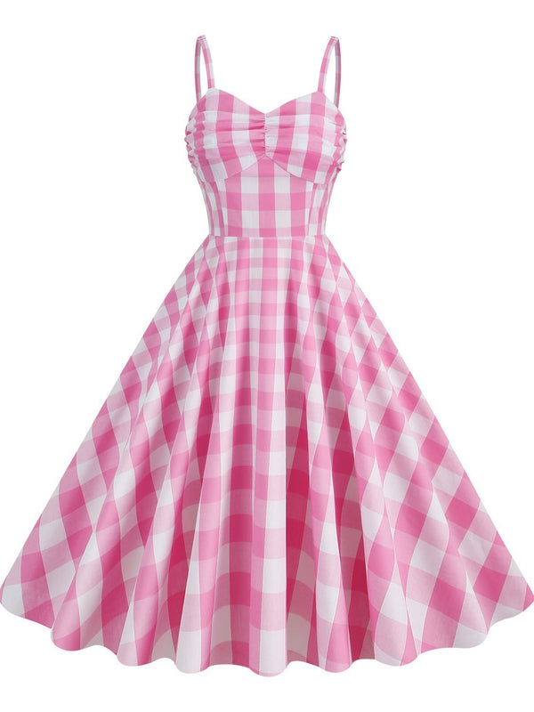 Barbie Pink Plaid British Lattice Sling-Kleider