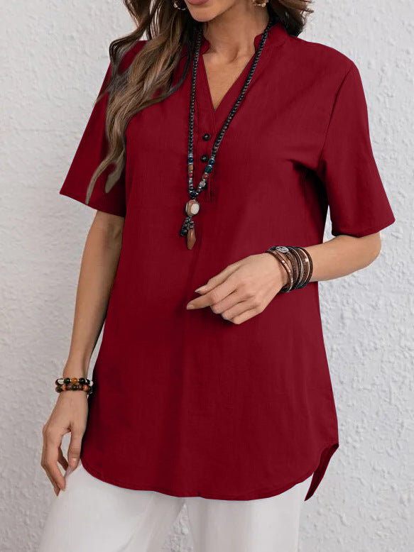 Women's Glamorous Solid Color Button Sleeve Blouses