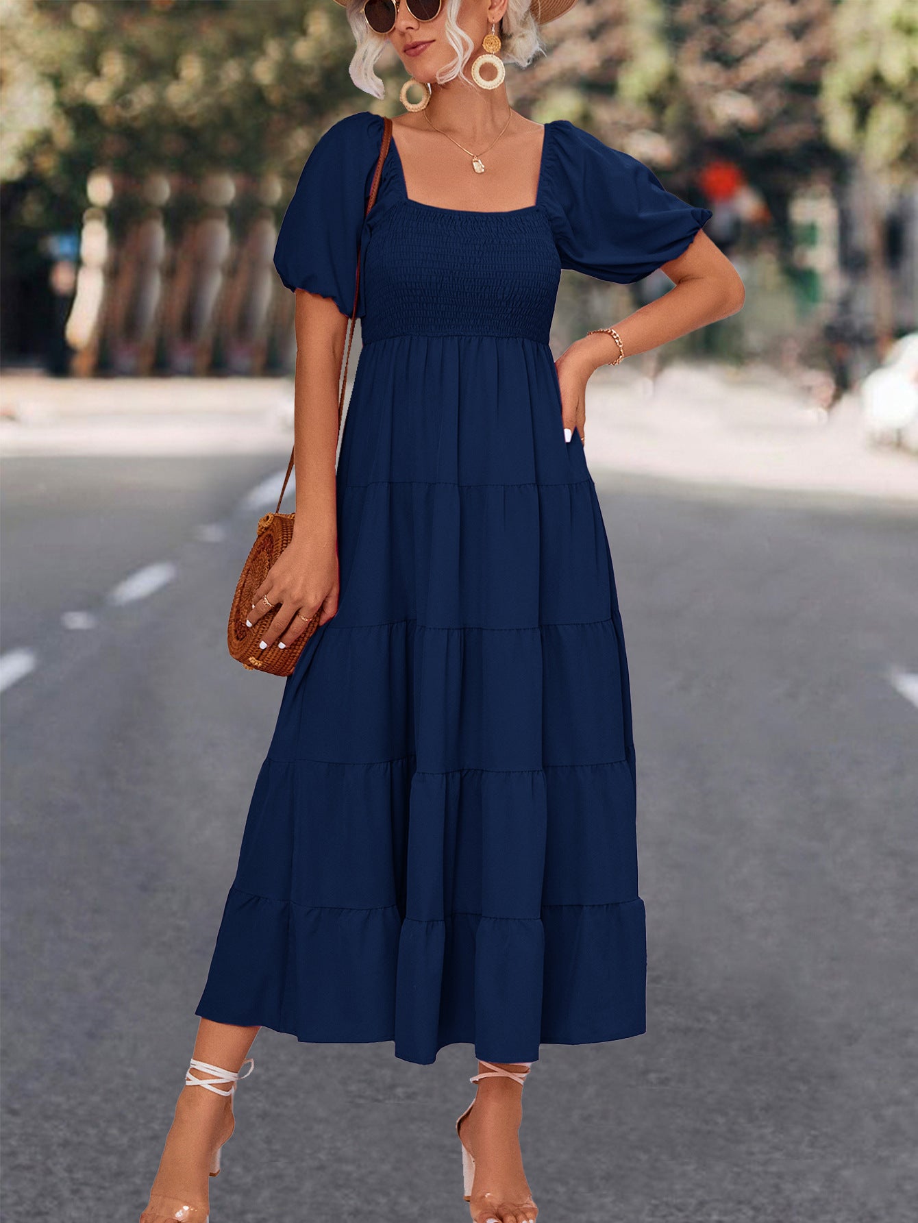 Unique Glamorous Trendy Puff Sleeve Smocking Dresses