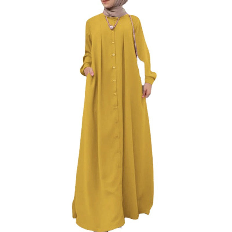 Robe longue musulmane pour femmes automne robes de tempérament lâches