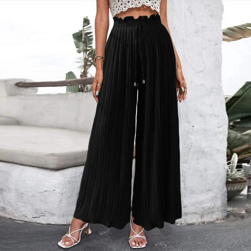 Women's Summer High Waist Casual Pleated Wide-leg Pants