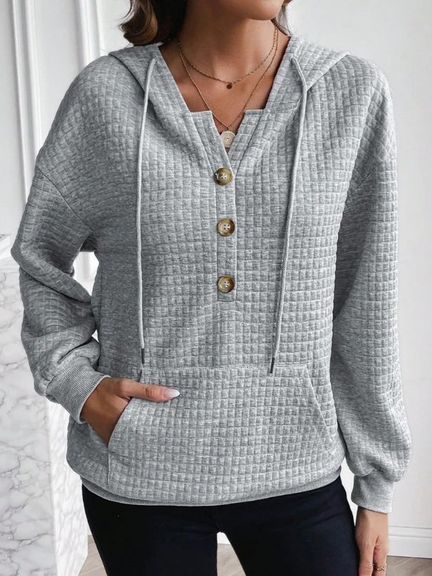 Women's Small Style Long-sleeved Hooded Solid Color Sweaters