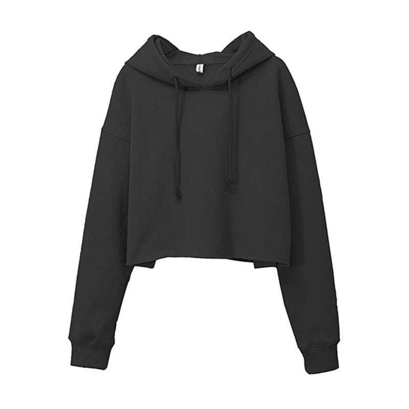 Women's Sports Fleece-lined Pullover Hoodie Personality Bare Sweaters