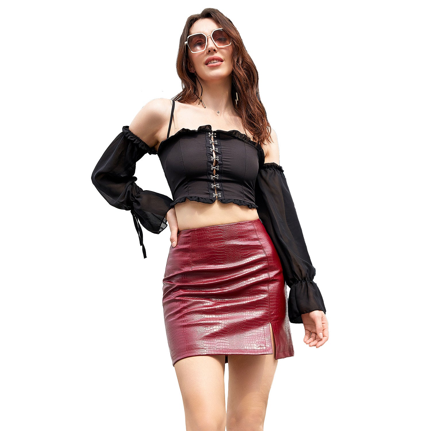 Women's Summer Pattern Slim Stretch Leather Skirts