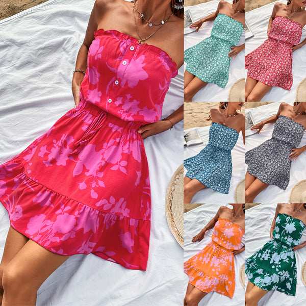 Innovative Summer Sexy Tube Floral Dress Tops