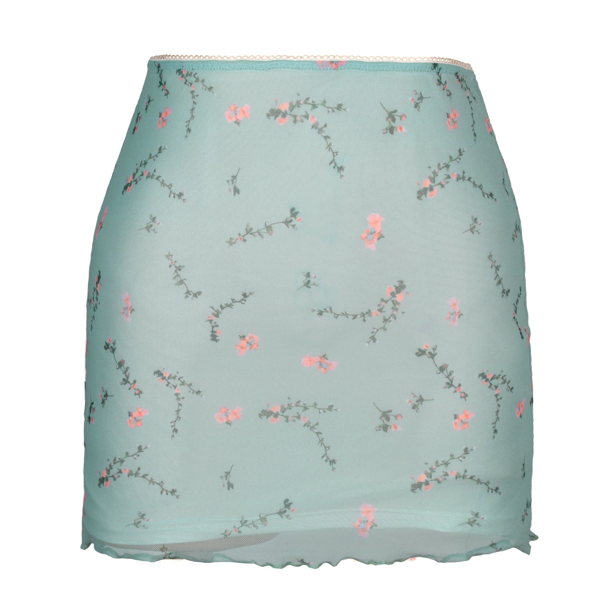 Women's Printed Tulle High Waist Double-layer Slim Skirts