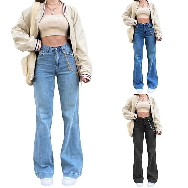 Women's High Waist Wide Leg Stretch Flared Jeans