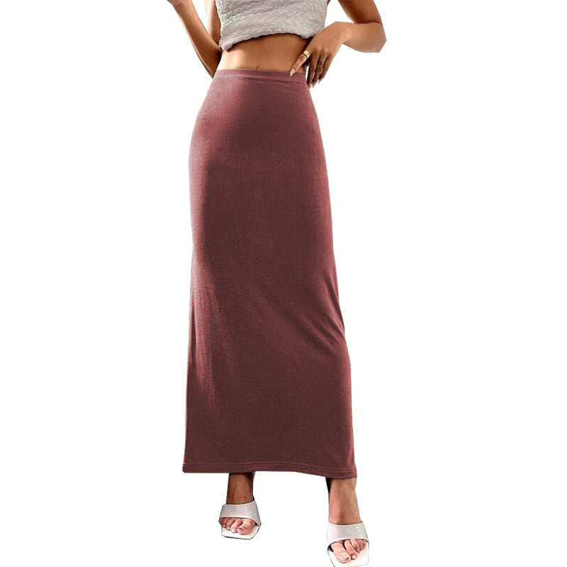 Women's Autumn Hip Solid Color Ankle-length Skirts