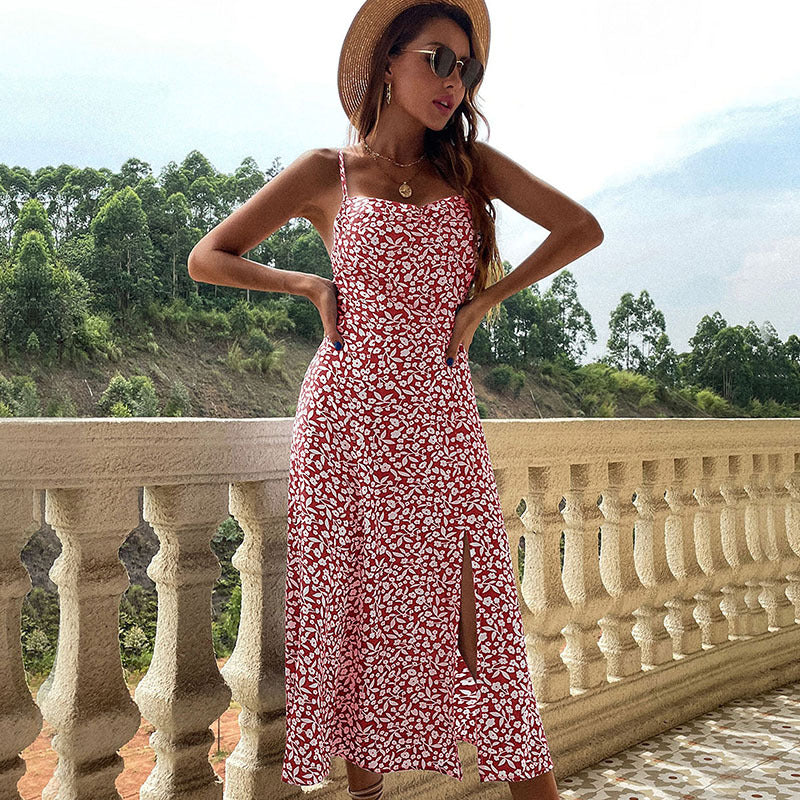 Women's Summer Floral Slip Slim Fit Slit Dresses