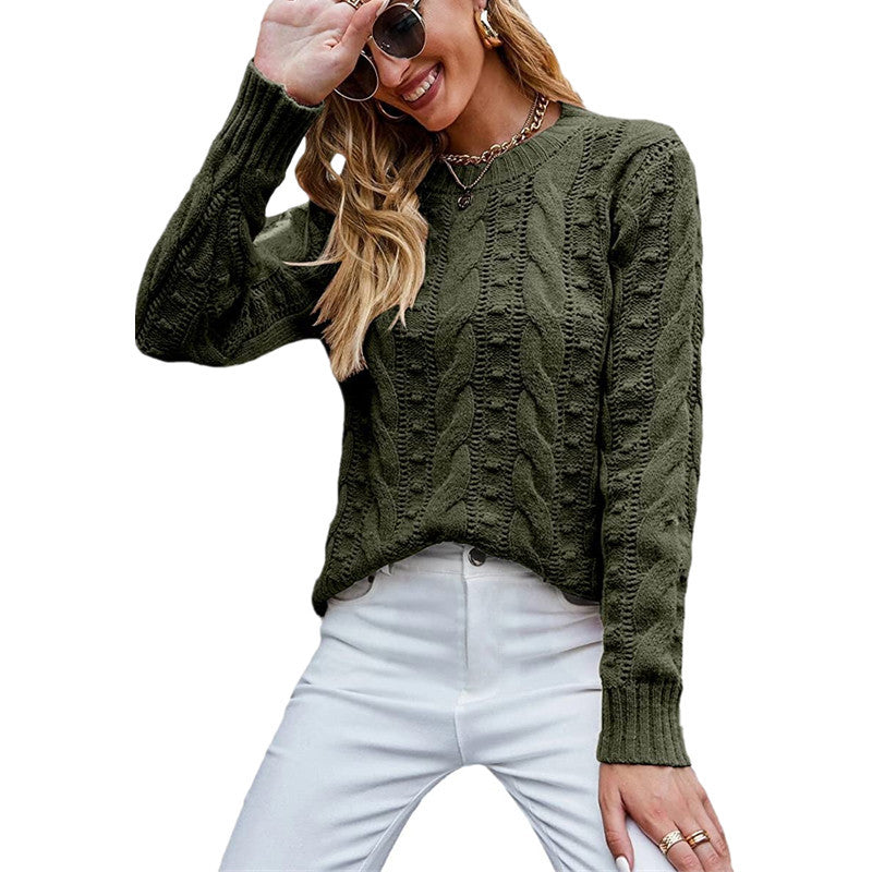 Graceful Women's Long Sleeve Cable-knit Pullover Sweaters