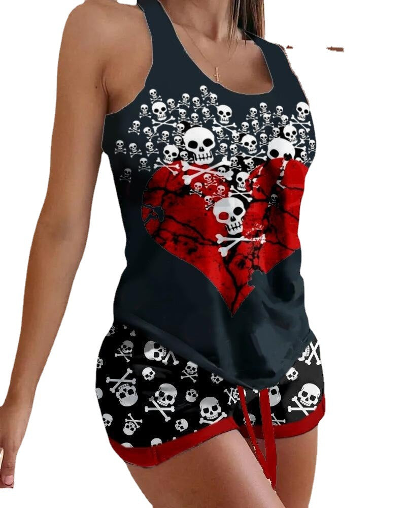 Women's Halloween Printed And Drawstring Waist Temperament Suits