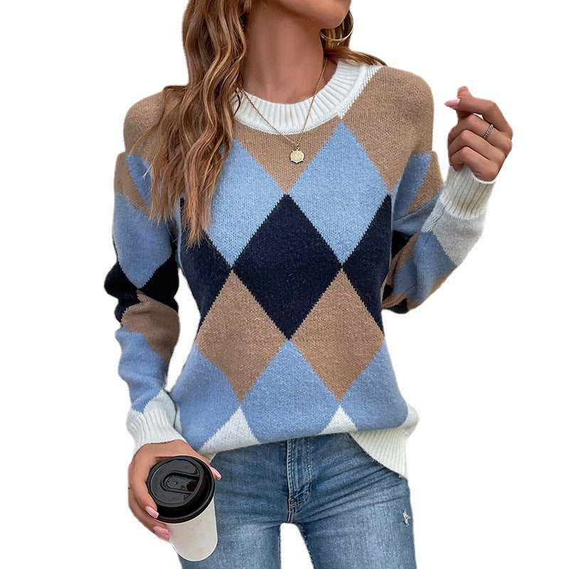 Comfortable Women's Round Neck Color Pullover Sweaters