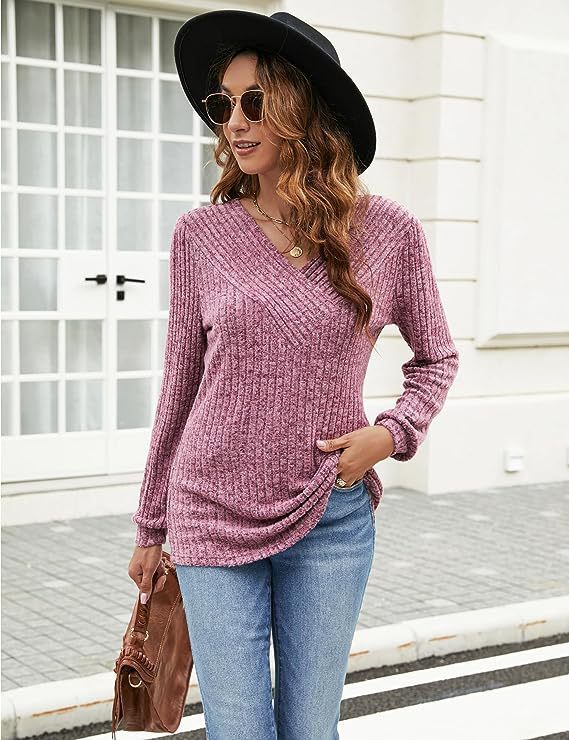 Women's Long Sleeve Casual Sunken Stripe Sweaters