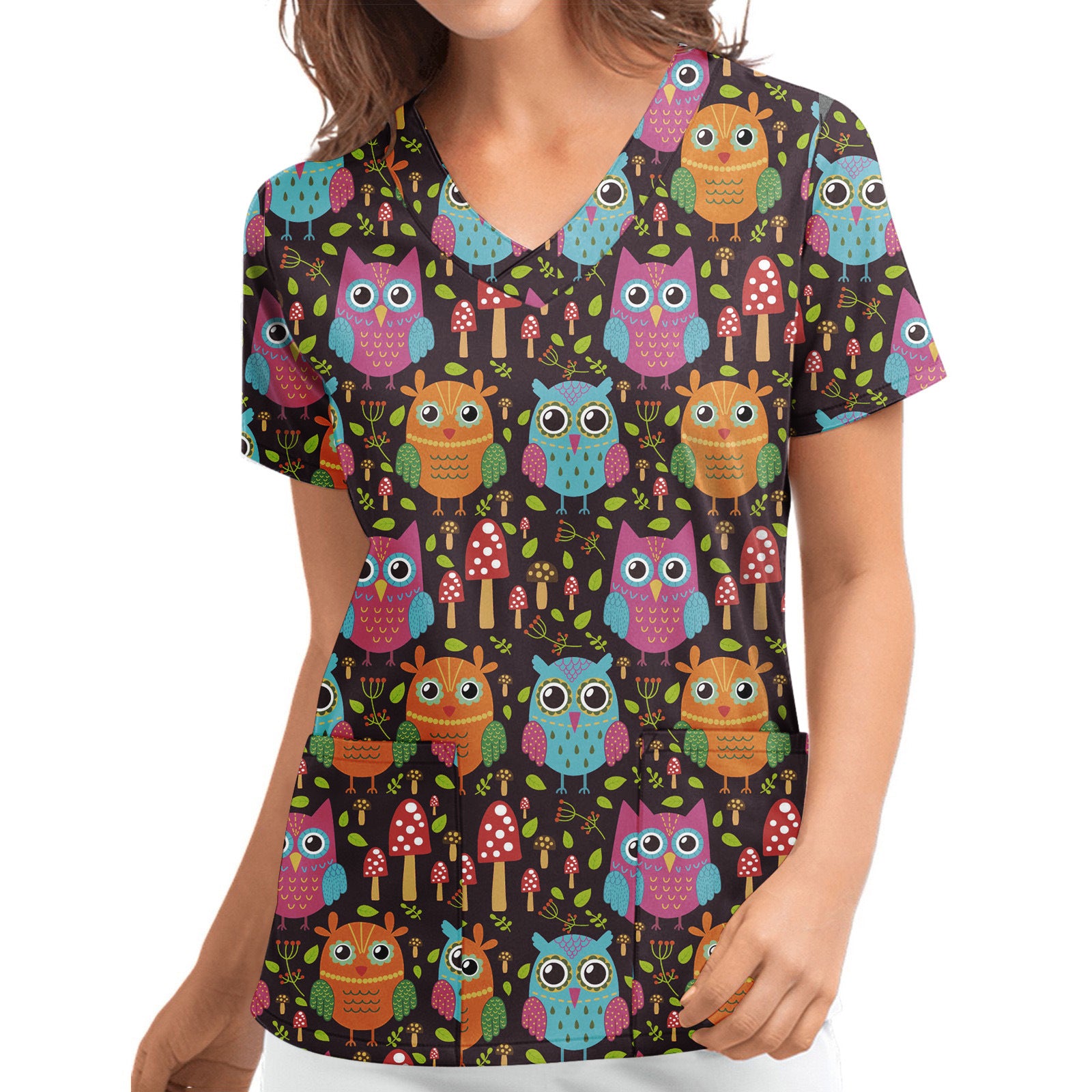 Women's Pocket Cartoon Printed Cloth For Nursing Blouses