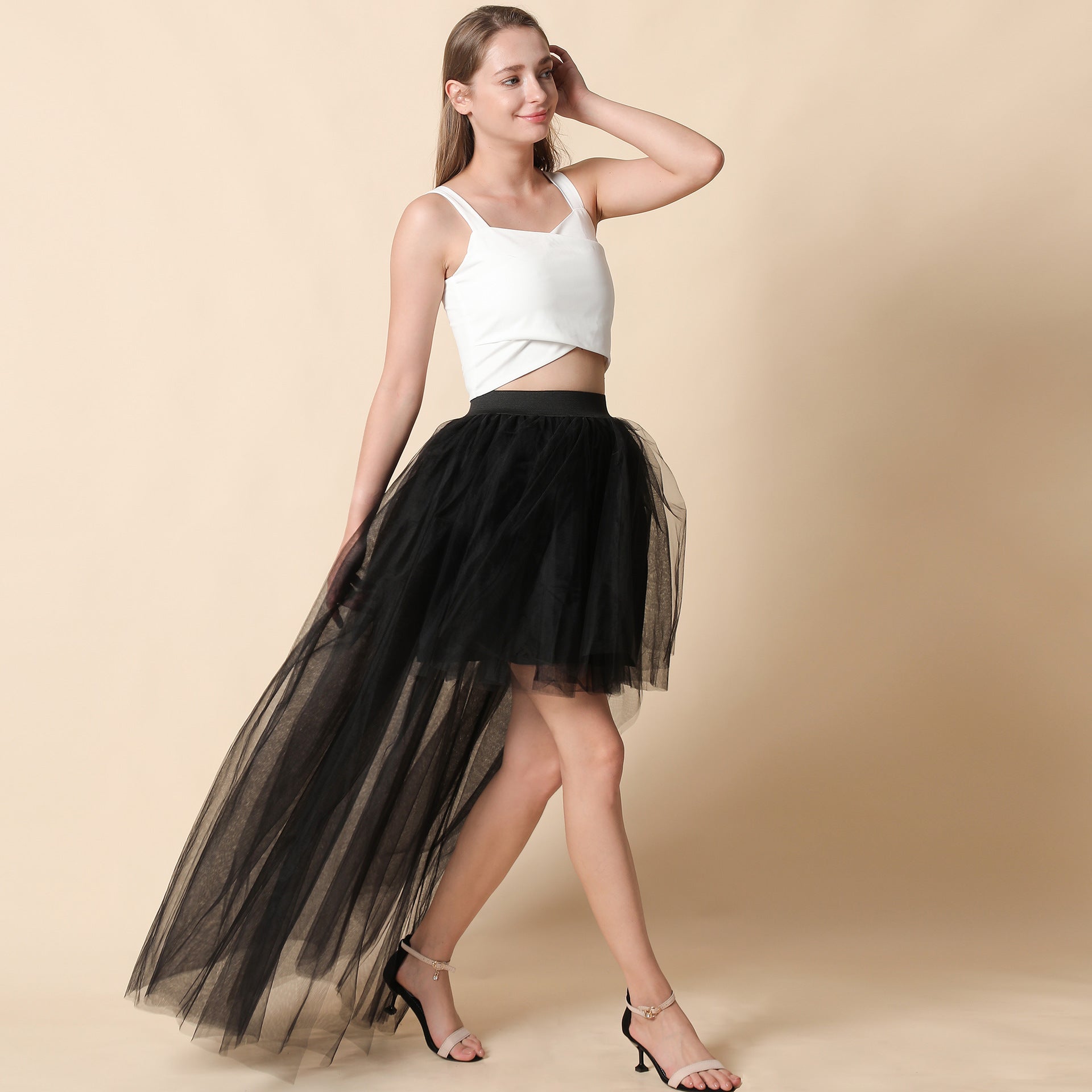 Tulle Sexy Black Mesh Front Back Skirts