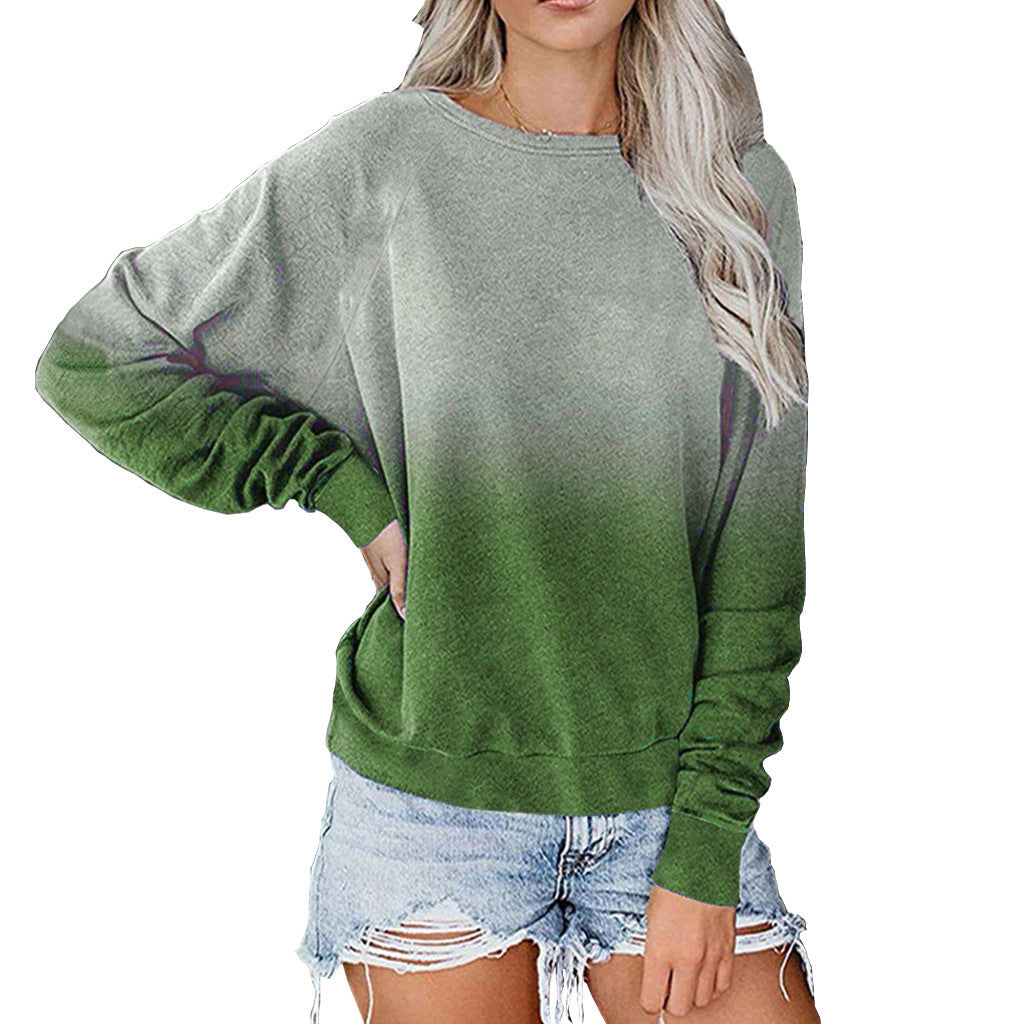 Damen-T-Shirt-Blusen mit Raglan-Farbverlaufsärmeldruck