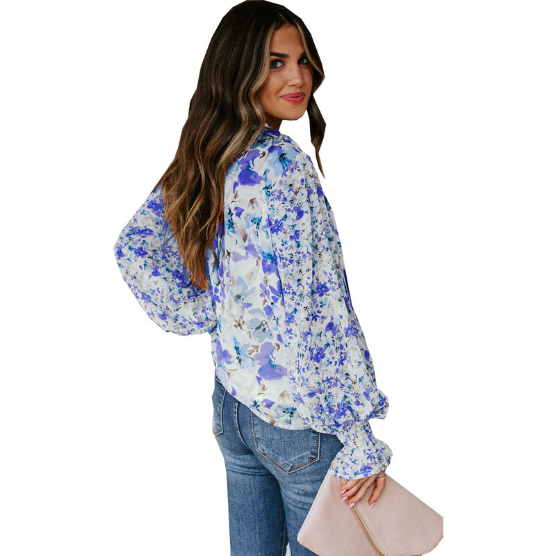 Hauts en mousseline de soie à motif floral ample pour femmes