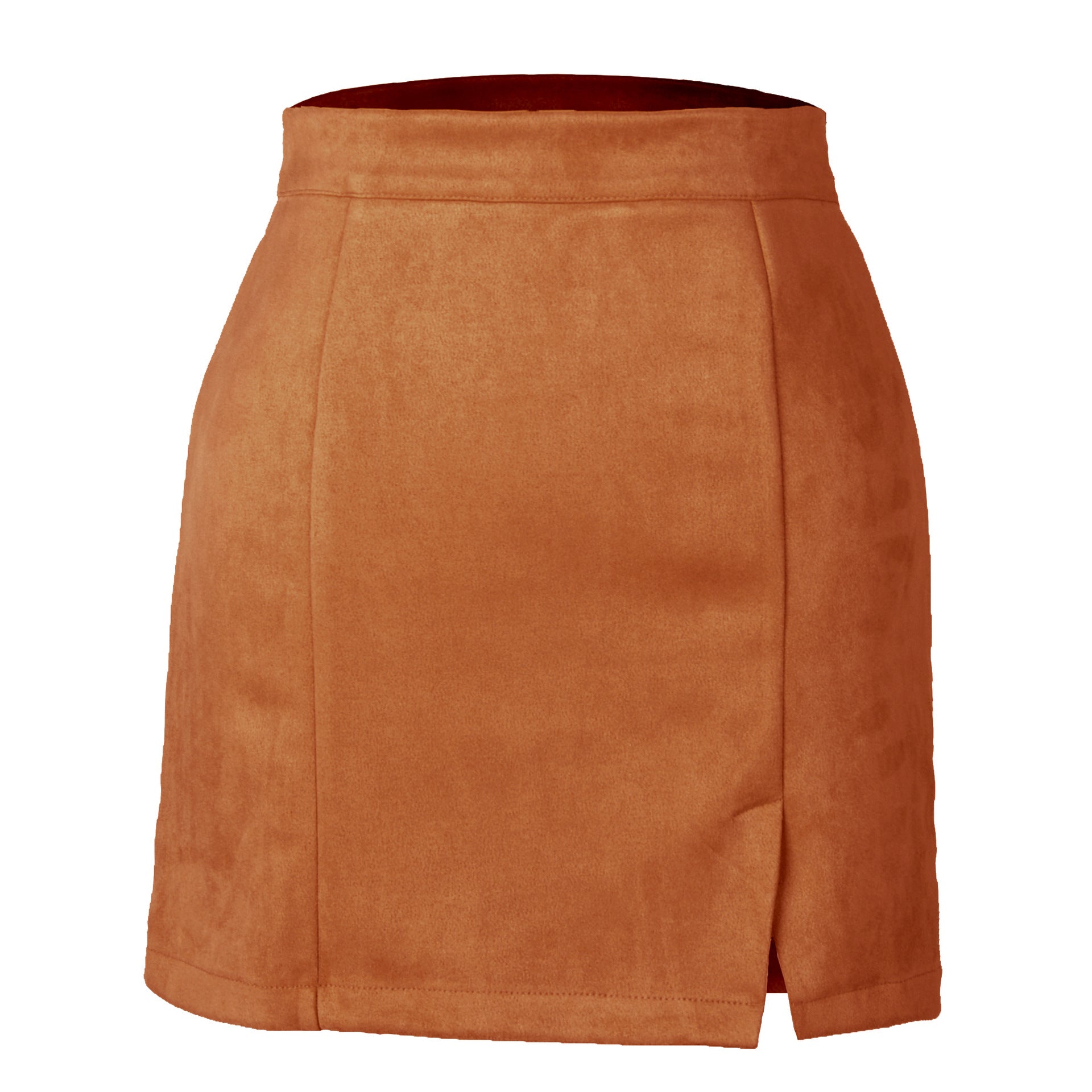 Women's Suede Hip High Waist Zipper Solid Skirts
