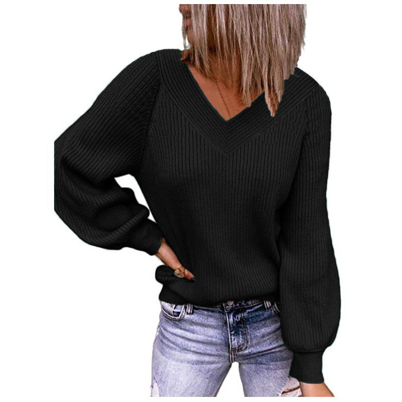 Women's Large Loose Solid Color Pullover Sweaters