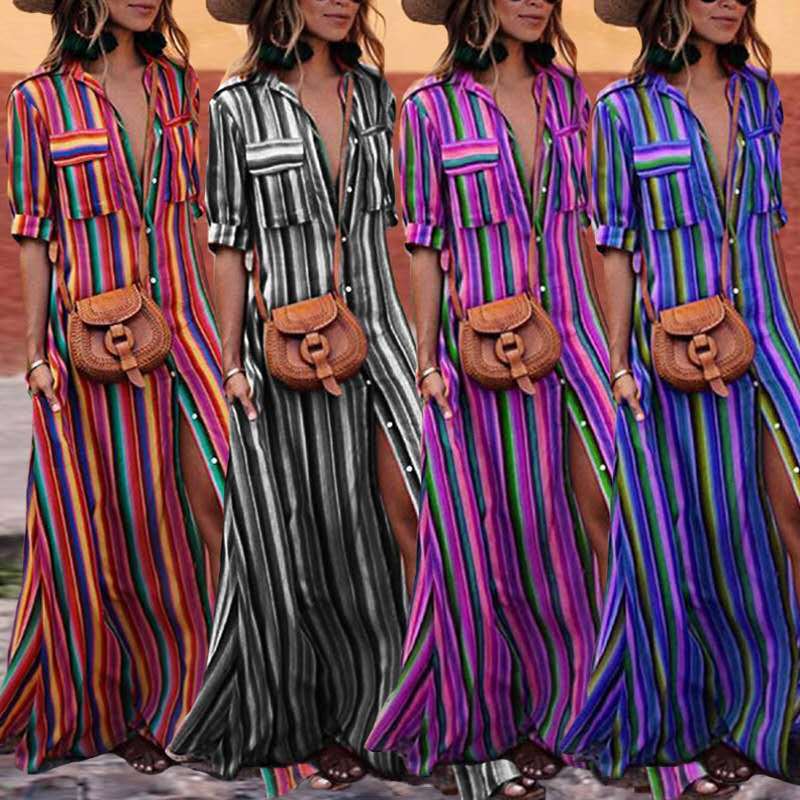 Women's Casual Innovative Striped Printed Dress Dresses