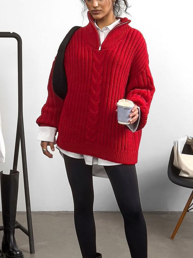 Women's Turtleneck Twist Knitted Pullover For Sweaters