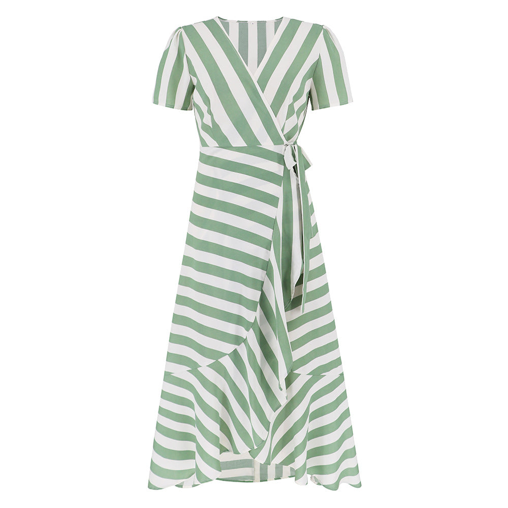 Women's Slim-fit Elegant Striped Large Swing Summer Dresses