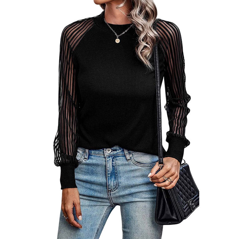 Women's Thread T-shirt Gauzy Stitching Base Blouses