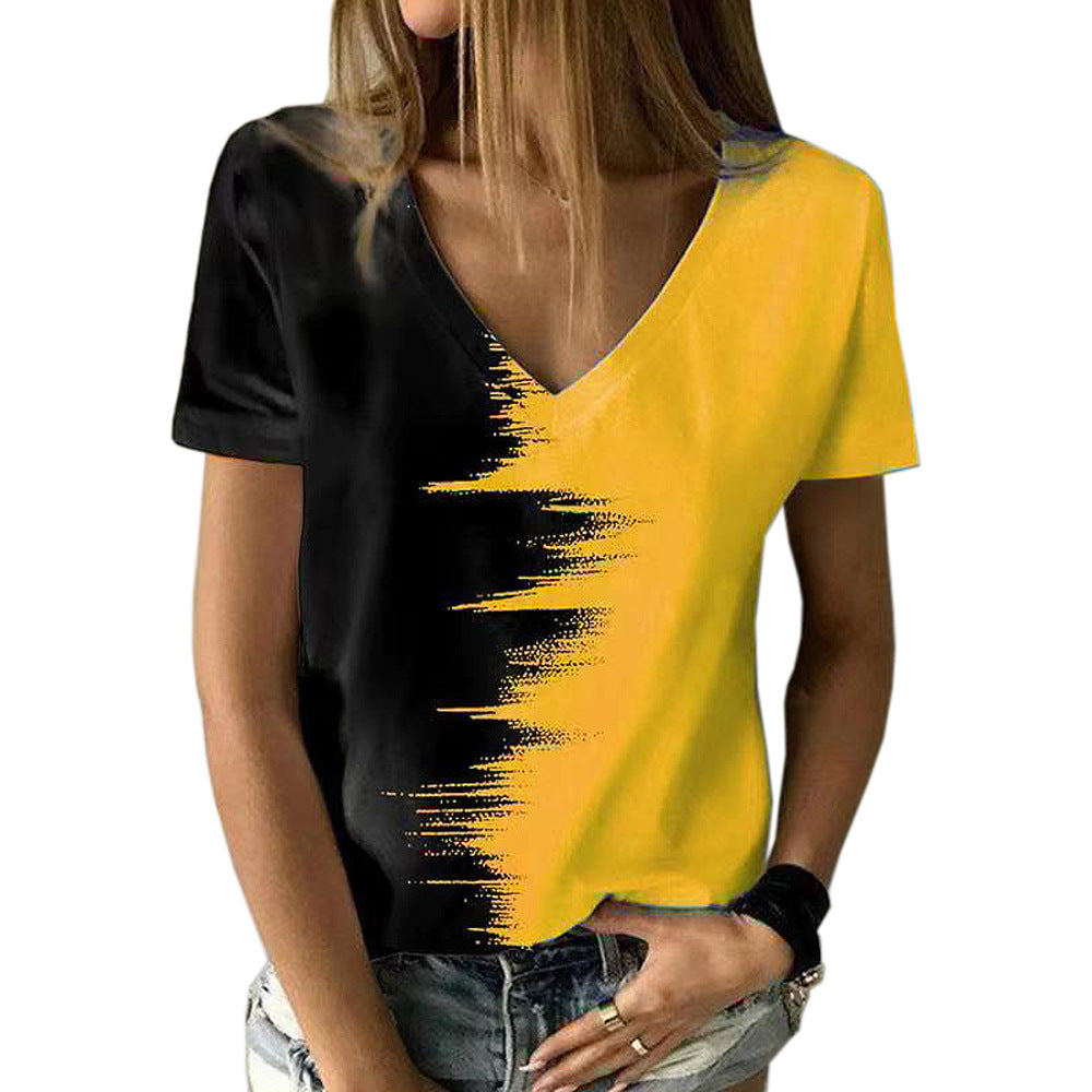 Women's Summer Large Color Shirt V-neck Sleeve Blouses