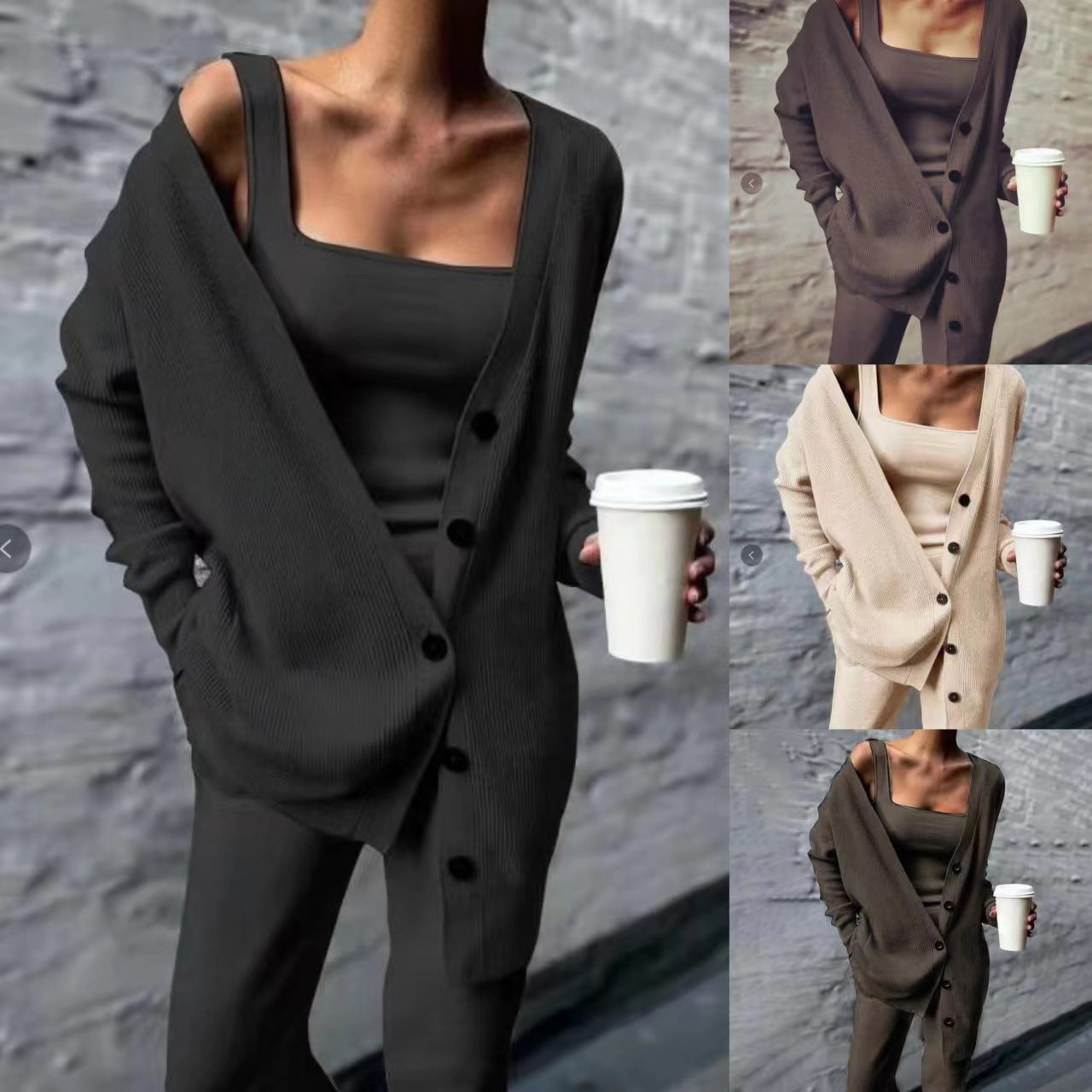 Women's Popular Fashion Stylish Knitted Three-piece Suits