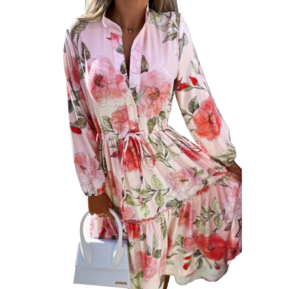 Women's Printed Loose Stylish Long Sleeves Dress Dresses