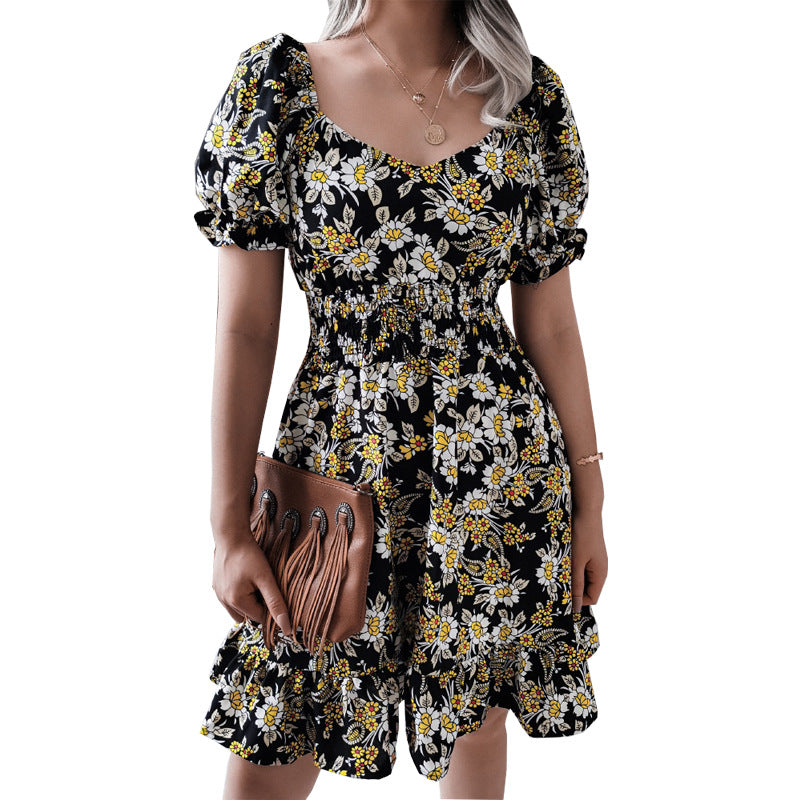 Women's Comfortable Elegant Popular Printed Ruffle Dresses