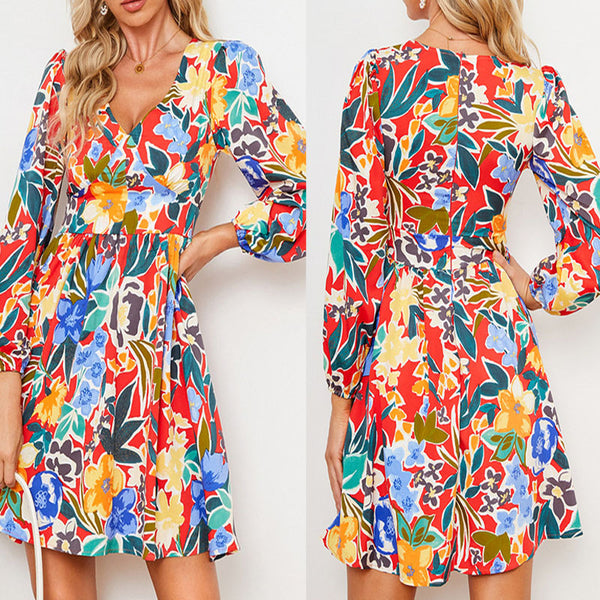 Abstract Printing Slim Fit Fashion Casual Dresses