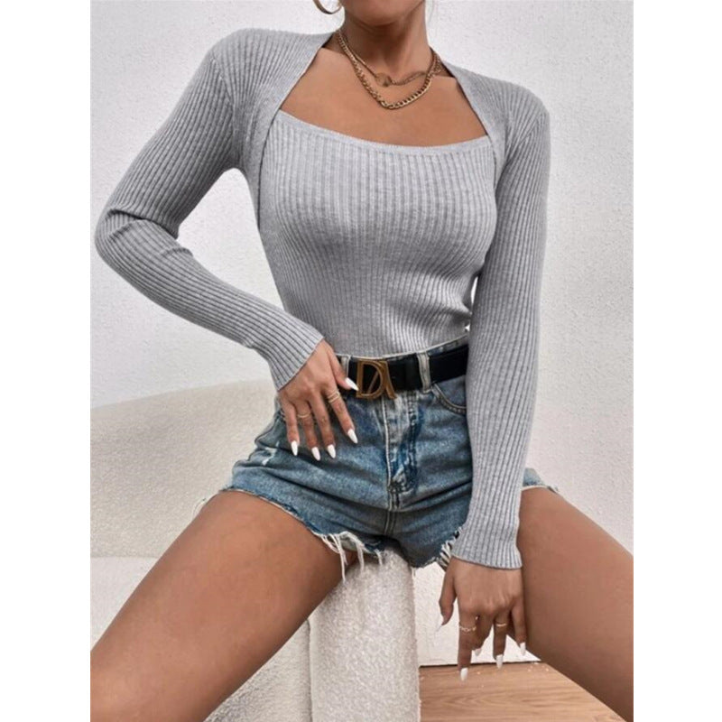 Charming Women's Slim-fit Long-sleeved Knitted Shirt Sweaters