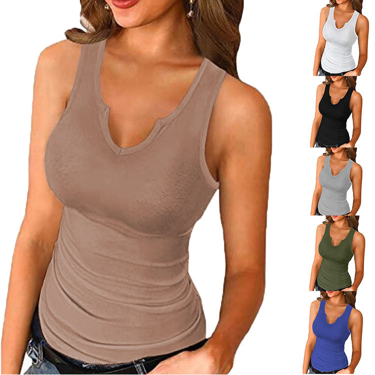 Women's Summer Solid Color Sexy Round Neck Tops