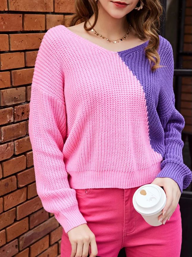 Women's Classic Trendy Long Sleeve Mosaic Sweaters