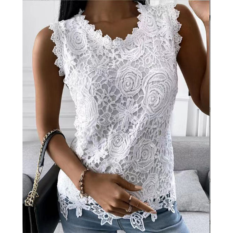 Classy Pretty Women's Summer Lace Shirt Blouses