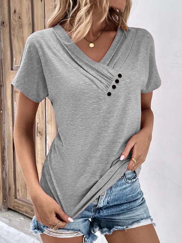 Women's Casual Cross Sleeve Regular Pullover Solid Blouses